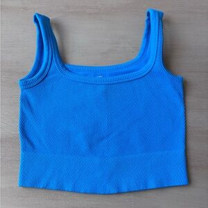Vivid Electric Blue Ribbed Crop Tank